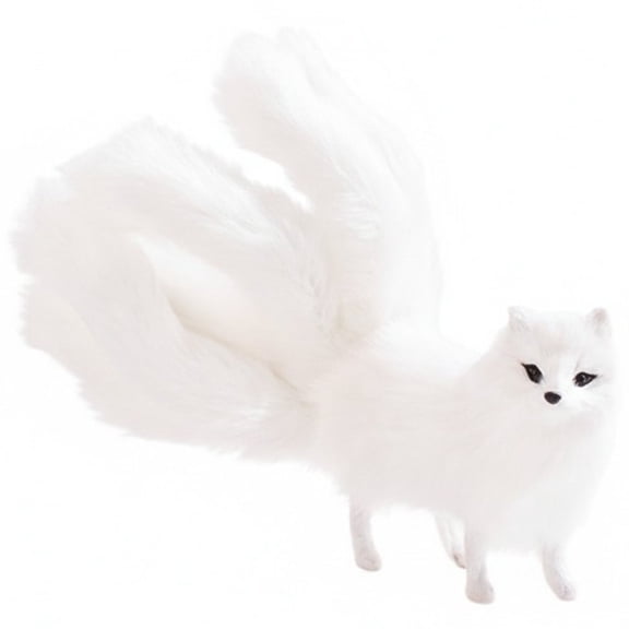Jiibva Handmade Soft Nine-Tailed Fox Plush Decorative Figurine, Home Table Decor, 1 Pc