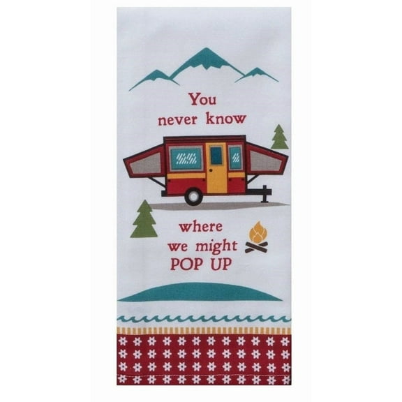 FLINT- New Colorful Printed Retro Pop Up Camper Scene Cotton Kitchen Tea Towel