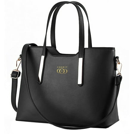 - Black Handbag, Coofit Classic Simple Pure Color Tote Handbag Shoulder Bag for Women Girls