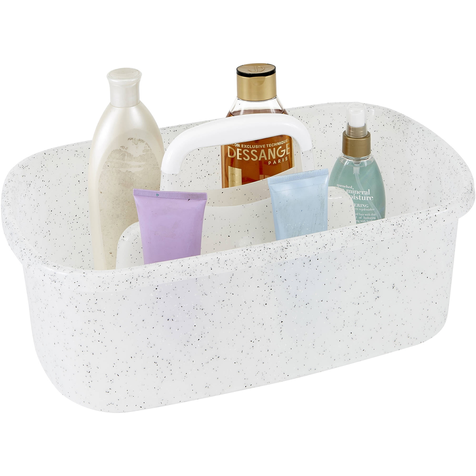 Simplify Granite Look Plastic Shower Caddy, White