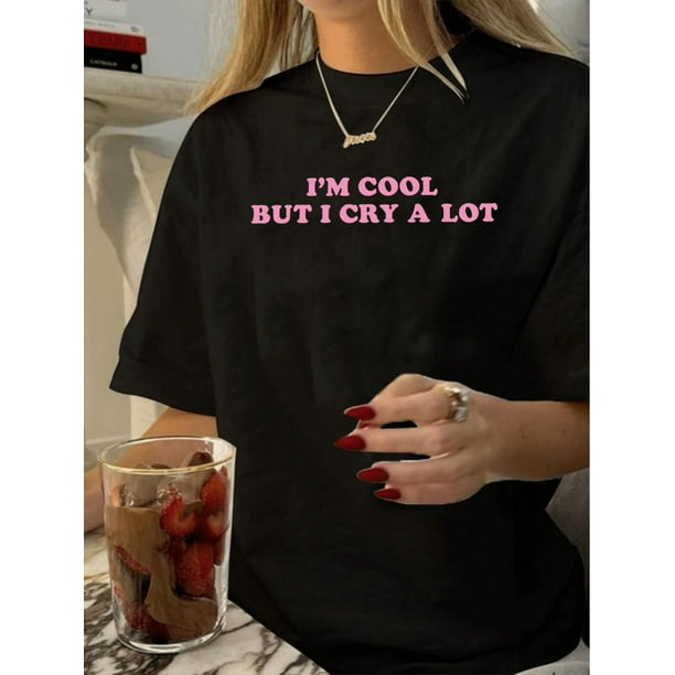 Camiseta vintage para mujer, 100 % algodón, cuello redondo, manga corta y estampado geométrico, informal, de punto, para verano.