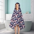 thumbnail image 6 of Dark Purple Cartoon Unicorn Flower Pattern Hooded Bath Towel，50"x30" for Ages 3 To 12 Kids, Quick Dry Lightweight Soft Microfiber Hood Beach Towel Cover Up for Kids, 6 of 7
