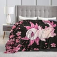 thumbnail image 4 of Cute Axolotl Blanket Pink Cherry Blossoms Blanket for Women men Super Soft Warm Fleece Flowers Flannel for All Season Cozy Fuzzy Plush Bedding ​Funny Blankets Gifts for Users Adults 80"x60", 4 of 7