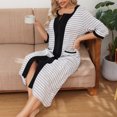 thumbnail image 5 of Besolor Womens 3/4 Sleeve Zipper Robe Striped Crewneck Lightweight House Coat Soft Nightgown Pajamas with Pockets, 5 of 9