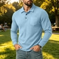 thumbnail image 5 of Mifsaly Mens Long Sleeve Shirts Waffle Knit Lapel Collar Blouses Casual Daily Golf Shirts for Spring Fall Light Blue,XXL, 5 of 8