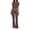 Brown, variant on Women'S 2 Piece Lounge Outfits Slim Short Sleeve Tops Mid Rise Flare Leggings Sets Yoga Sweatsuit Pink XL