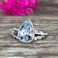 thumbnail image 4 of 8x5mm Pear Shape Blue Gemstone With Split Shank Halo Design 2.25 Carat Aquamarine Engagement Ring Bridal Set Anniversary Gift On 10k White Gold, 4 of 5