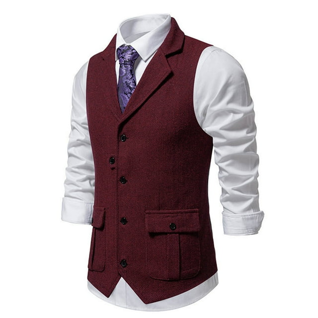 pstuiky Camiseta sin mangas para hombre, Chaleco informal de color liso con bolsillos y solapa para hombre Chaleco de hombre s
