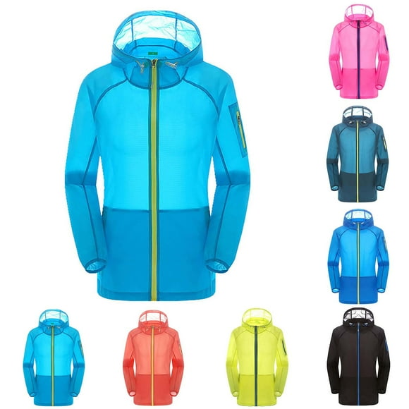 Wiyuqeen Veste de Pluie Légère pour Femmes Imperméable Séchage Rapide Manteaux de Pluie Actifs Fermeture Éclair Complète Coupe-Vent Protection Solaire avec Capuche
