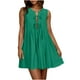 thumbnail image 2 of mfyjkho Vestidos para mujer, Vestido plisado informal sin mangas con cuello redondo y cordones para mujer Vestidos maxi para mujer s, 2 of 9