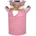thumbnail image 1 of Milk Can Galvanized Chic Rustic Metal with Rope Round Iron Flowers Jug Vintage Bucket Vase(Pink), 1 of 5