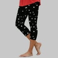thumbnail image 4 of HCNTES Women Floral Print High Waist Capris Knee Length Slim Fit Yoga Cropped Trousers(Black,M), 4 of 6