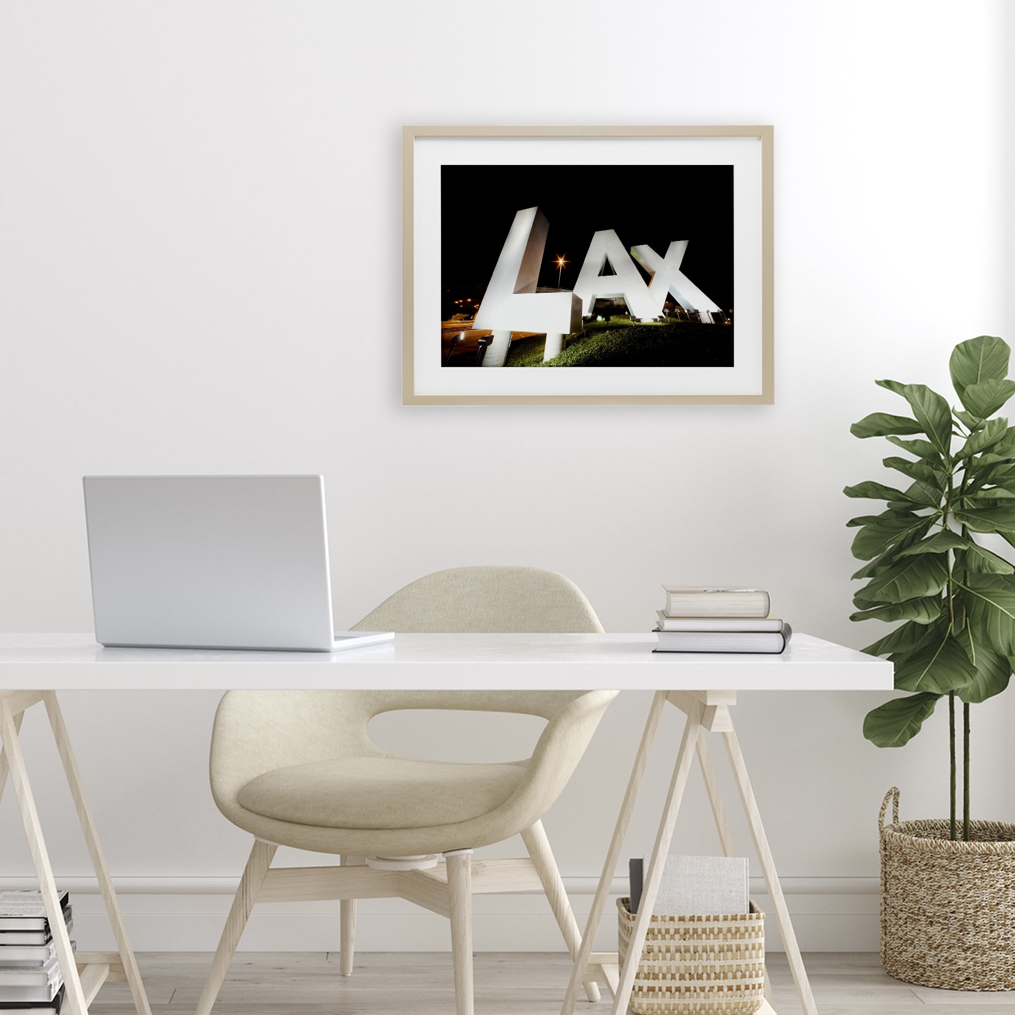 Stupell Industries LA Airport Structure Birch Framed Print Under Glass, design by Scott Stulberg