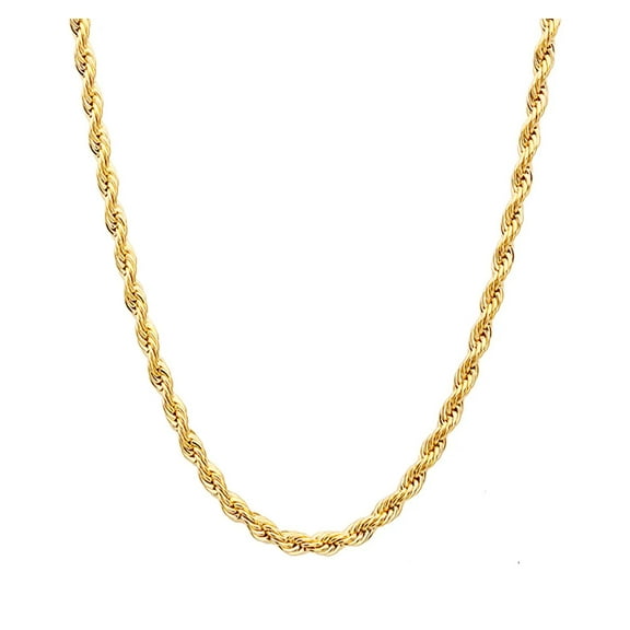 American Steel Stainless Steel Gold-Tone IP-Plated 4 mm Rope Chain Necklace, 22"
