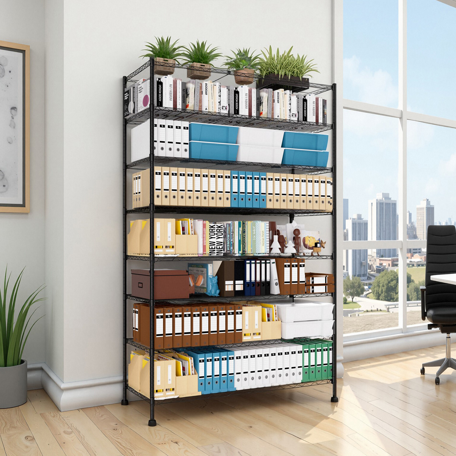 Finnhomy 4000LBS 8-Tier Wire Shelving Unit Adjustable Steel Wire Rack, 18x48x80.2 inches with 8 Shelves Metal Rack