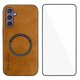 thumbnail image 1 of WANLONFENG YBP Series For Samsung Galaxy S24 Magnetic Case with Tempered Glass Film PU + TPU Phone C, 1 of 5