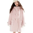thumbnail image 3 of Mercatoo Girls Winter Hooded Wool Blend Coat Kids Star Button Down Long Sleeve Windproof Overcoat Cute Warm Trendy Jacket, 3 of 9