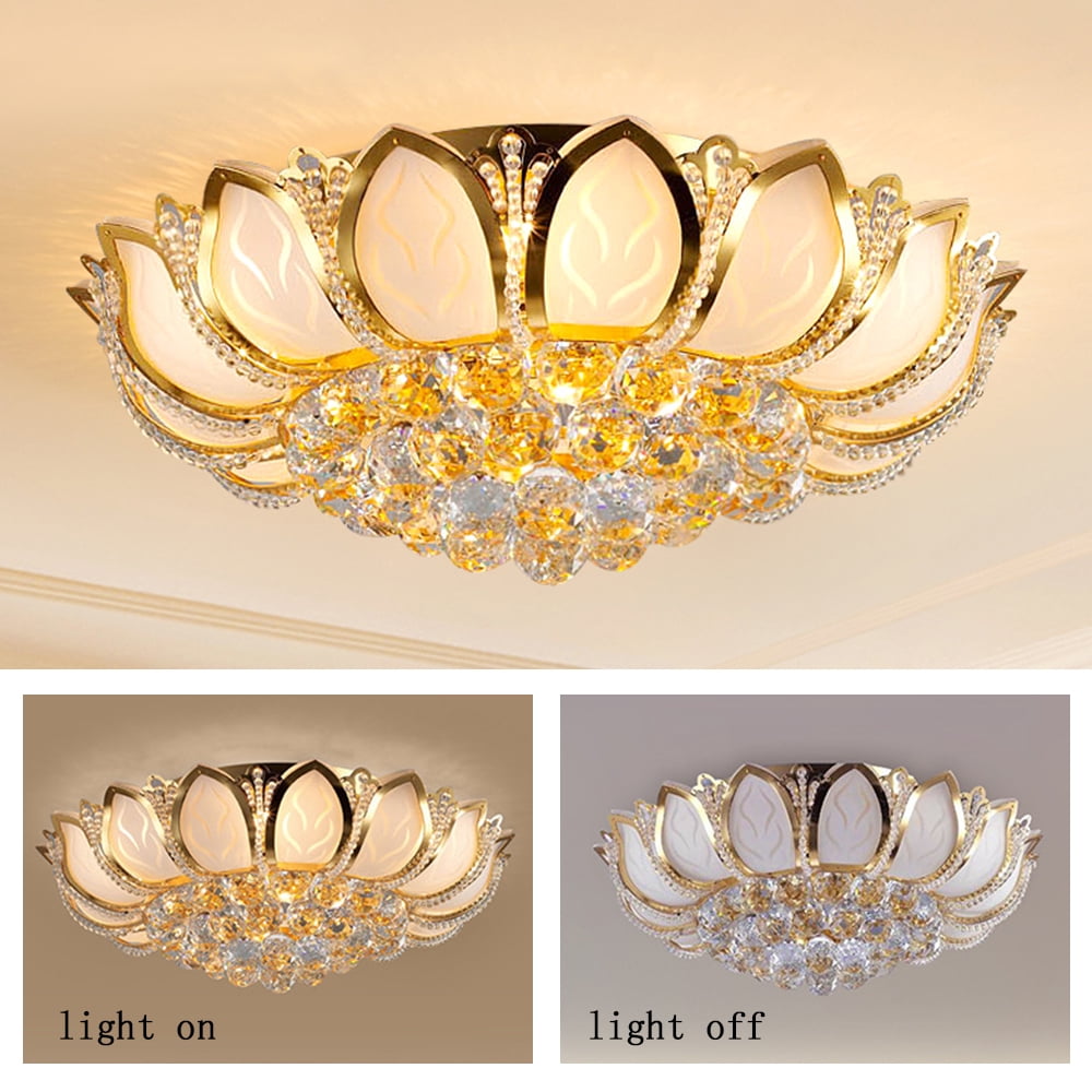 Wildnix Elegant Ceiling Lights with Crystal Leaves and Gold Finish, Powerful Lighting, Easy to Install, Ideal for Living Rooms and Bedrooms