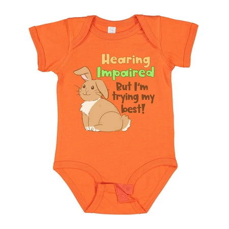 

Inktastic Hearing Impaired but I m Trying My Best Cute Brown Bunny Gift Baby Boy or Baby Girl Bodysuit