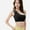 Black, variant on Active Women's One Shoulder Cut-Out Sports Bra with Asymmetrical Design - Small, Beige