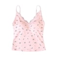 thumbnail image 7 of YMNXA Women's Tank Top Sleeveless Spaghetti Strap V Neck Floral Printed Built In Bra Comfortable Breathable Basic Camisoles For Daily Wear,Pink,One Size, 7 of 7