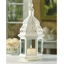 Home Decorative Moroccan White Candle Lantern - 13 inches