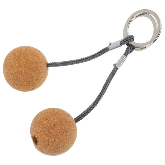 Masteelf 2pcs Portable Cork Wood Ball Keychain Float for Water Sports Kayaking Boating Surfing Sailing Stylish Keychain Buoyant Key Ring
