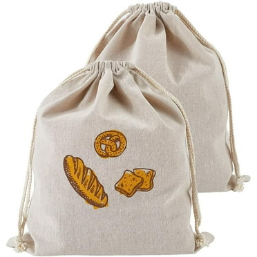2Pcs Bread Bags for Homemade Bread Reusable Food Storage Washable Linen Bread Bags Bread Storage Bags with Drawstring Closure for Sourdough Housewarming Wedding Gift