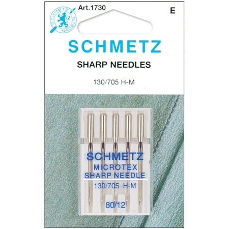 Schmetz Microtex Size 80/12 Sharp Machine Needles, 5
