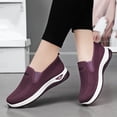 thumbnail image 2 of Floleo Women's Slip-On Hollow Knit Mesh Walking Shoes, Round Toe Cushioned Curved Midsole Footwear, Six Solid Tone Non-Slip Breathable Daily Casual Loafers(Purple,9.5), 2 of 9