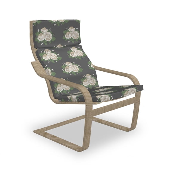 Floral Armchair Pad and Slipcover, Pattern of Vintage Style Feminine Romantic Bridal Bouquets Arrangements, 1 Piece Soft Cushion Replacement with Removable Cover, Grey Green and Eggshell, by Ambesonne
