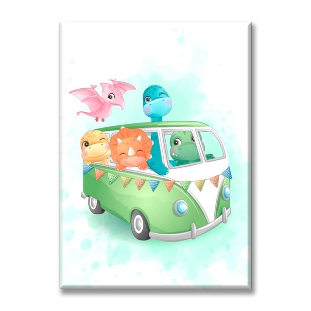 Cuadro Canva Listo Para Colgar Tipo Galería Van Dinosaurios 50X75 cm Pixtreats