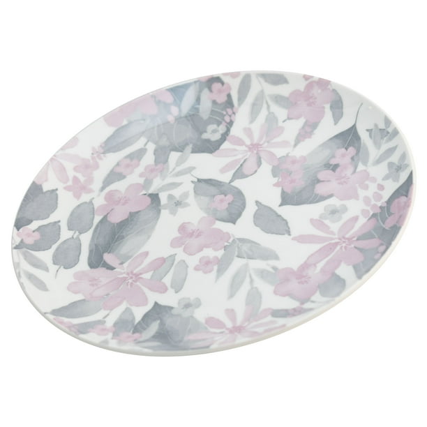 Vajilla de Cerámica, Colección Luxe, Color Rosa, Diseño Floral, 16 Piezas  Para Personas