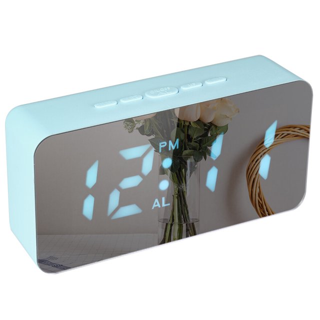 Reloj despertador digital con espejo LED RGB colorido, alimentado por USB o batería para escritorio