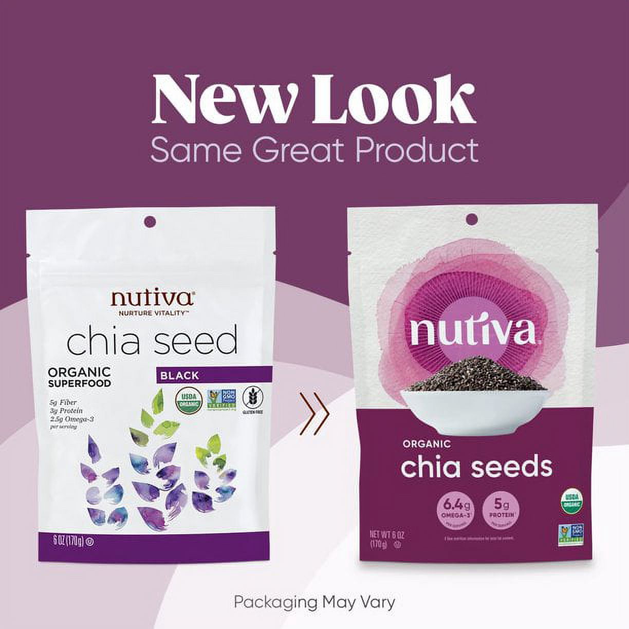 Nutiva, Organic Chia Seed, Black, 6 oz Pack of 4