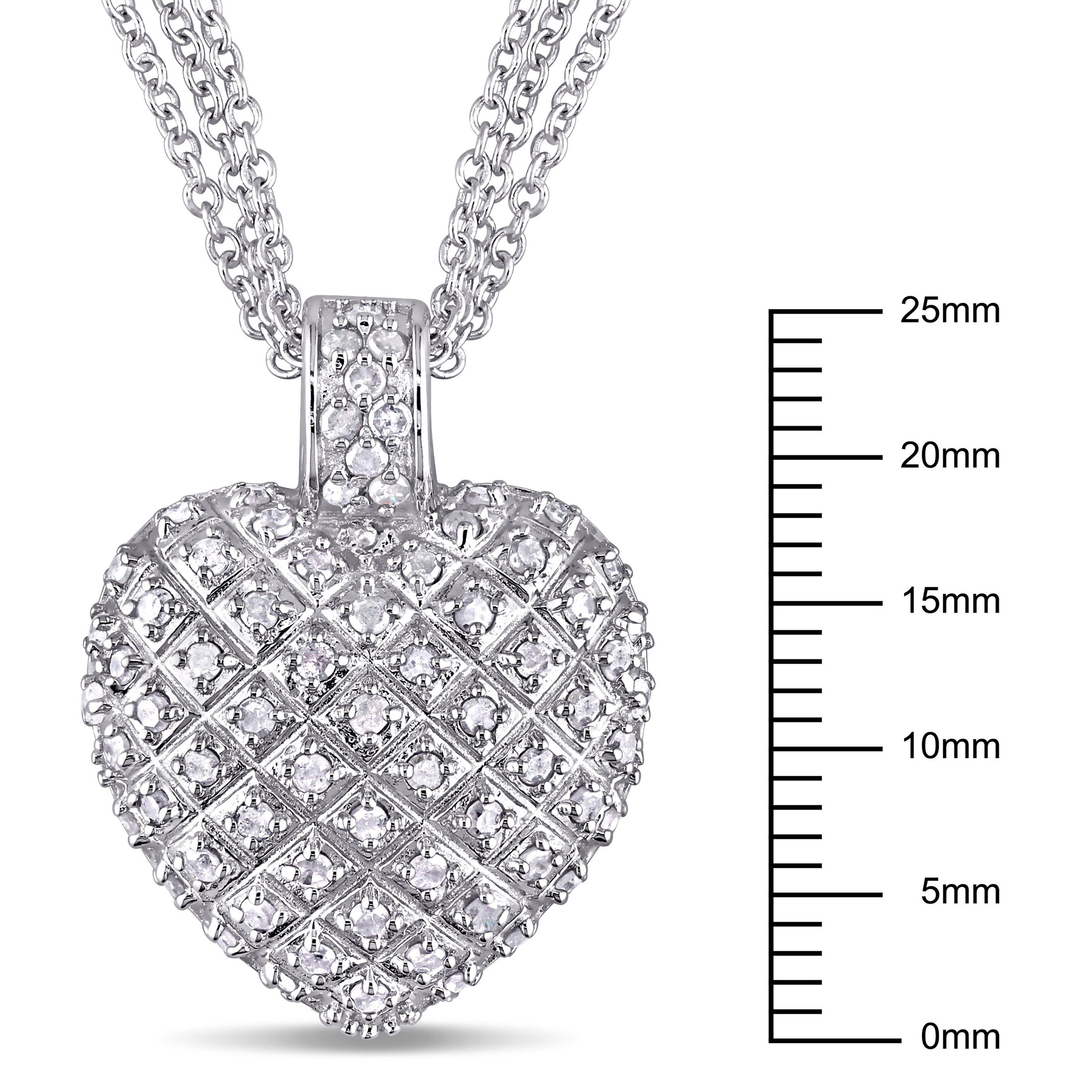 Everly Women's 1 Carat T.W. Round-Cut Diamond Sterling Silver Clustered Heart Necklace with Pave Setting and Lobster Clasp (H-I-J, I3) - 17 in. - image 3 of 8