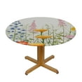 thumbnail image 3 of Awypu  Round Fitted Tablecloth Cute Flower Floral Leaves Herb Table Cloth with Elastic Edged Waterproof Wipeable Round Table Cover for Patio Parties Outdoor Decor White, 3 of 7