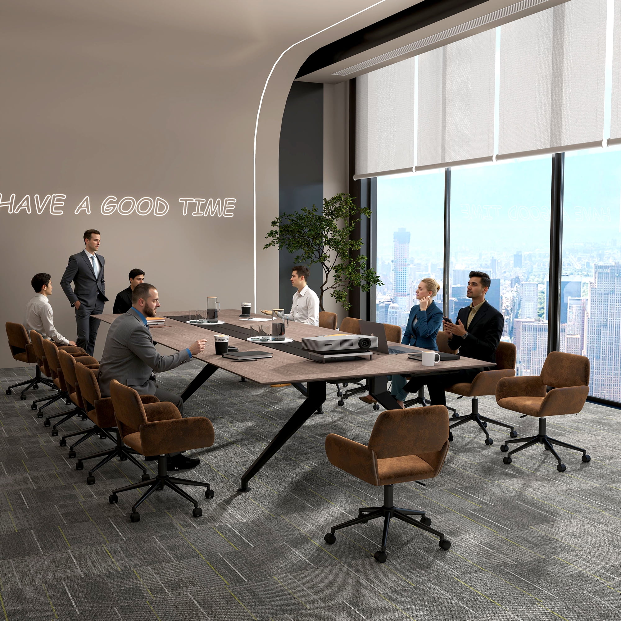 Chaises de bureau ergonomiques Homy Casa pour salle de réunion et bureau à domicile, similicuir brun