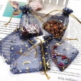 thumbnail image 4 of 120 Pieces Moon Star Organza Jewelry Candy Bags, 2.7x3.5 Inch Sheer Navy Organza Pouch Small Gift Bags with Drawstring for Wedding Valentine's Day Party Favors, 4 of 6