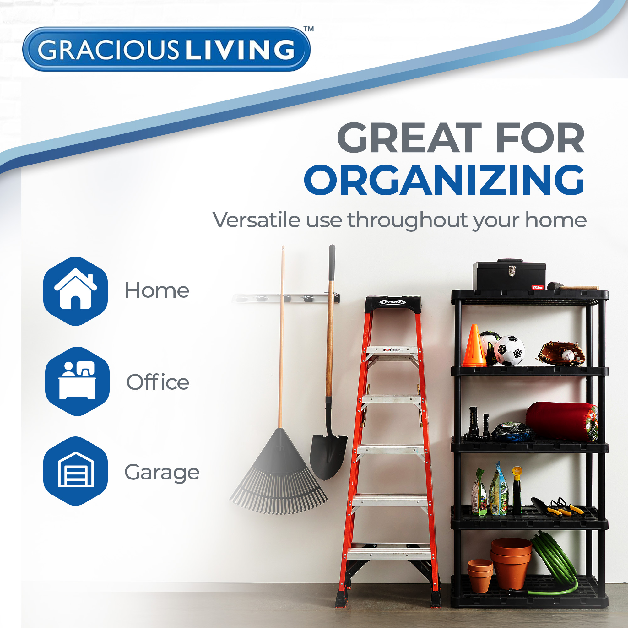 Gracious Living Knect-A-Shelf Heavy-Duty 5-Shelf Plastic Shelving Unit