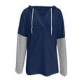 thumbnail image 5 of GA WEIHUA Women's Oversized Hoodies Striped Bell Long SLeeve Sweatshirts Casual Drawstring Loose Pullover Tops Trendy Drop Shoulder 2024 Y2K Clothes(Navy,XXL), 5 of 5