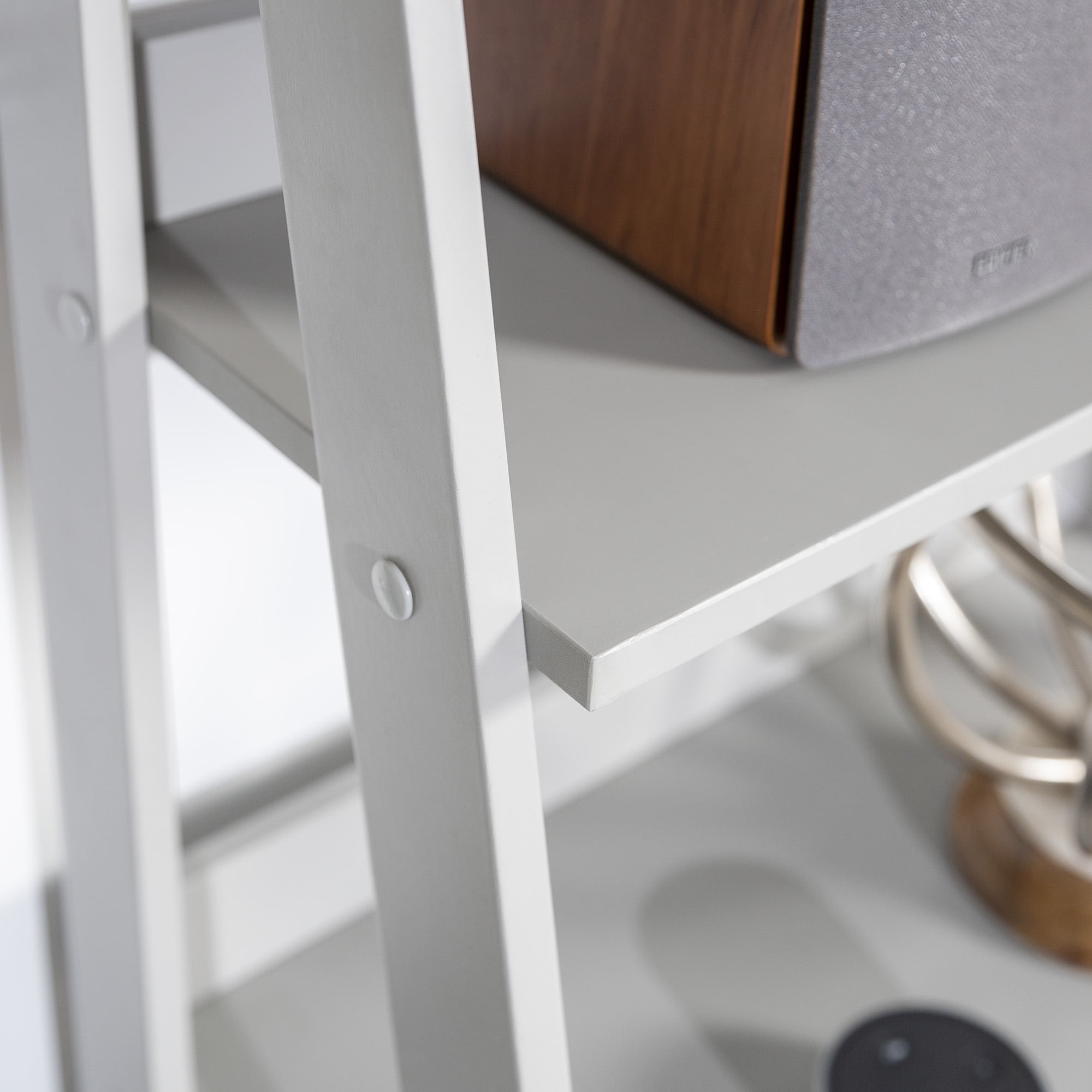 Walker Edison 4-Shelf Wood Leaning Ladder Bookshelf, Grey