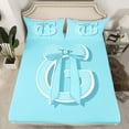 thumbnail image 2 of Erosebridal Monogrammed G Bed Sheets Set Twin Size, Initial Letter Bed Sheets Twin, Blue Bow Reversible Sheet Set Twin, Super Cozy Bedroom Decor, 3 Pieces, 2 of 7