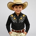 thumbnail image 2 of Tisuna Kids Boy'S Western Cowboy Long Sleeve Shirts Breathable Lapel Collar Floral Print Tops Boys Daily Wear Fall Shirts Size 4-5 Years, 2 of 4