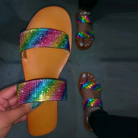 

ãYilirongyummã Multicolor 40 Slippers For Women Sandals Summer Flip-Flops Roman Beach Womens Flats Casual Shoes Slippers Women s Slipper
