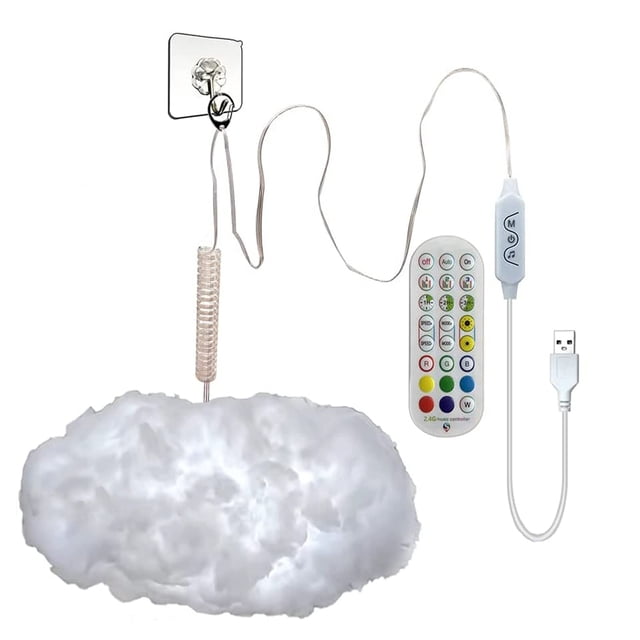 Lámpara de Noche 3D Cloud RGB Compacta con Forma de Nube Tormentosa y Música Rítmica, Ideal para Uso en Interiores, Dormitorios o Juegos.