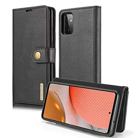 GoldCherry Case Compatible with for Samsung Galaxy A72,Wallet Casewith Card Holder,Magnetic PU Leather Shockproof Flip Cover Credit Card Holder Protective Case for Samsung Galaxy A72(Black)
