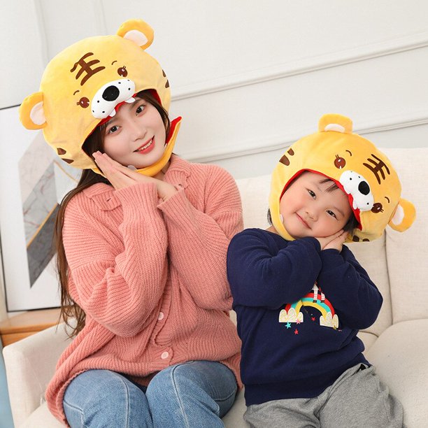 Sombrero de tigre de peluche para bebé y adulto, juguete de Cosplay, modelo suave y realista, mascota para cumpleaños, Navidad, Año Nuevo zhangyuxiang LED