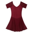 thumbnail image 5 of Zaldita Womens Ballet Dress Ballet Skirted Leotard Round Neck Short Sleeve Gymnastics Dancewear Burgundy L, 5 of 7