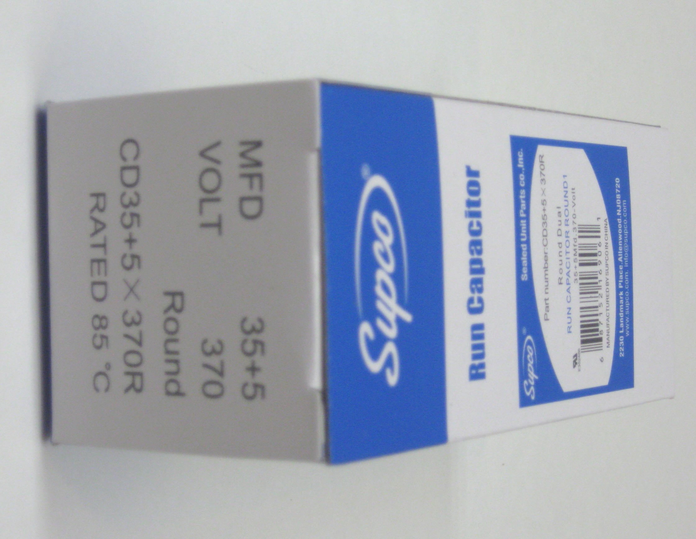 Supco CD35+5 370V Dual Run Capacitor with Physical Interrupter for